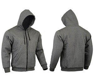 เสื้อฮู้ดซิปผ้าฝ้ายถักแบบกำหนดเอง น้ำหนัก 300 กรัม สำหรับผู้ชายไซส์ใหญ่ ระบายอากาศได้ดี สีเทา ผ้าฝ้าย 100% - Product Image 4