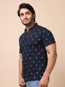 Hommes élégant et confortable 100% coton pour col polo demi manches T-Shirt Top vente mode imprimé tenue décontracté - Product Image 5