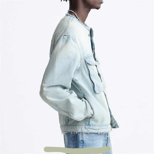 Vêtements de sport 100% coton pour hommes, blouson bombardier en sergé à fermeture éclair complète, veste décontractée pour hommes, veste d'hiver - Product Image 6
