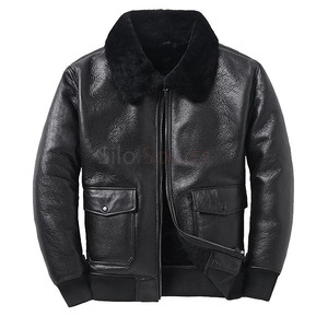 Chaqueta de Cuero Vacuno B3 Negra Personalizada para Hombre, de Alta Calidad, Ecológica, con Logotipo Frontal, Talla Grande, con Calefacción para Invierno - Product Image 1