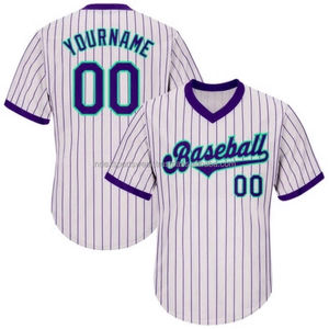 Uniforme Deportivo Personalizado de Béisbol, Camiseta a Rayas con Cuello en V, Manga Corta, Poliéster que Absorbe la Humedad, Unisex para Adultos, Todas las Temporadas, Número Impreso - Product Image 5