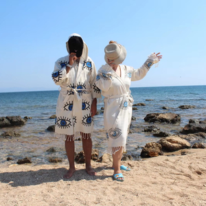 Peignoir à capuche en coton turc Robe déshabillé séchage rapide à manches longues doux femmes hommes bonne qualité taille Option maison Sauna plage - Product Image 1