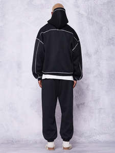 เสื้อมีฮู้ดโอเวอร์ไซส์ผ้าคอตตอน100% โลโก้ตามสั่งเสื้อผ้าแนวสตรีทแต่งซิปสำหรับฤดูหนาว - Product Image 2