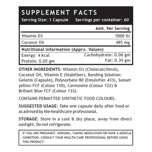 2024อาหารเสริม D3 5000 IU สำหรับผู้ใหญ่วัยรุ่น60แคปซูลเติมของเหลวไม่เหมาะสำหรับเด็กหญิงตั้งครรภ์ - Product Image 4