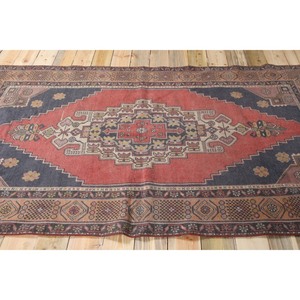 Tapis turc 4,8x7,7 pieds, vintage, respectueux de l'environnement, avec support en latex, tapis traditionnel en laine rouge et bleu patchwork - Product Image 3