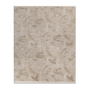 Alfombra Aprezo AKWB-3628 de Lana y Seda de Bambú, Tejida a Mano, Color Marfil, 10 mm, Diseño Abstracto con Estampado Animal, para el Hogar, Pasillo, Dormitorio, Forma Rectangular - Product Image 1