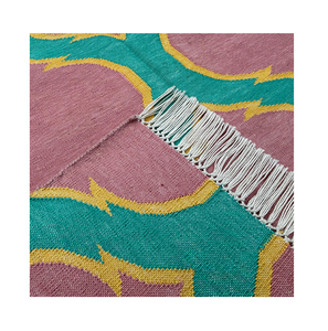 Tapis modernes faits à la main en coton de jute Style ancien traditionnel motif rayé zig zag pour bureau à domicile et tapis de chambre Pooja - Product Image 3