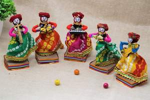 Rajasthani Artículos de decoración para el hogar Músico Bawla Marionetas Idol Show Piezas para decoración del hogar 11X28 Cm Multicolor, 5 piezas (Marionetas masculinas - Product Image 5
