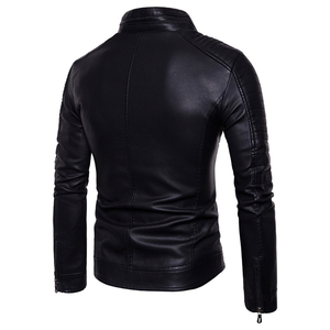 Blazer en cuir PU pour hommes, veste décontractée à bouton unique, veste à revers pour hommes, veste en similicuir élégante avec service OEM - Product Image 6