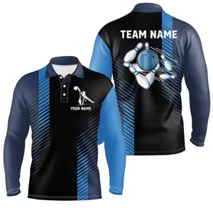 Maillot de polo de bowling sublimé à séchage rapide respirant pour sports d'équipe Personnalisez votre logo OEM sur mesure votre design Chemises imprimées de bowling - Product Image 3