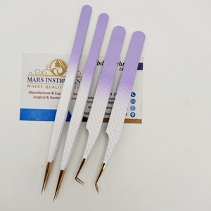 Pince à épiler professionnelle d'extension de cils en acier inoxydable à 90 degrés Fibre durable Nano Grip Volume pince à cils pointue - Product Image 6