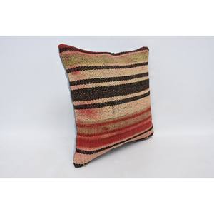 Multicolor Kilim Patchwork Wool Pillow 14x14 Inches Luxurious <b>Fluffy</b> Woven Vintage Square Leaves Design Decorative <b>Cushion</b> - Product Image 3