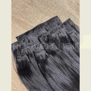 Haute qualité CLIP IN Extensions de cheveux vietnamiens vierge humaine Double dessiné brillance naturelle Texture soyeuse pour les femmes exportation d'usine - Product Image 2