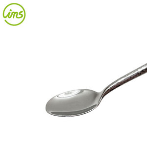 Elegante cuchara de postre de acero inoxidable pulido con espejo martillado - Product Image 4