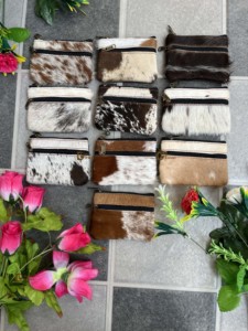 Cartera de mano de cuero de vaca de estilo occidental hecha a mano con estilo, monedero duradero con cierre de cremallera para ocultar el cabello, Material de nailon - Product Image 5