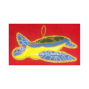 Adorno de Tela Colorida con Forma de Tortuga, Diseño Bordado con Cuentas y Zari, para Decoración de Árboles de Navidad y Regalos - Product Image 1