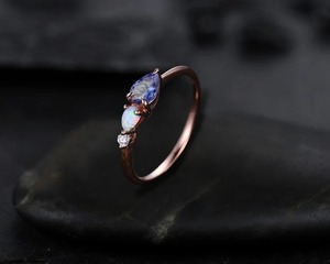 High Quality 925 Sterling <b>Silver</b> Women's Wedding <b>Ring</b> Natural <b>Opal</b> Tanzanite Gemstone Pear Cut Fine Wedding Party Wear - Product Image 1