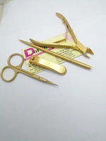 Ciseaux à ongles au plasma en or mat Pince à cuticules en acier durable Logo personnalisé Manucure Pédicure Pousse-ongles et tondeuse