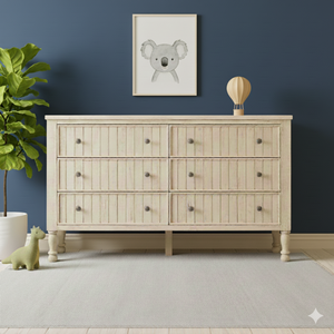 Commode pour enfants de style mi-siècle avec cadre en bois massif et 6 tiroirs pour la chambre d'enfant, le salon, les meubles - Product Image 6