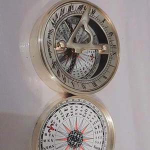 Antique Brass Compass with Personalized Engraved Sundial <b>Nautical</b> <b>Decor</b> Gift From India - Product Image 1