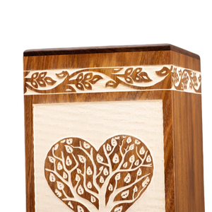 โกศไม้สำหรับงานศพของผู้ใหญ่โกศไม้ขี้เถ้าไม้ธรรมชาติดีไซน์แกะสลักด้วยมือไม่เหมือนใคร - Product Image 5