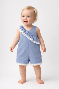 Mameluco de Algodón a Rayas Azules para Bebé Niña, 6-36 Meses, Suave y Transpirable, Mono de Una Pieza, Ropa de Bebé al por Mayor - Product Image 3