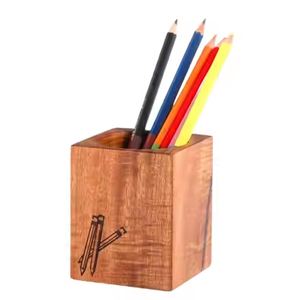 Portalápices Cuadrado de Madera, Porta Tarjetas de Visita, Soporte para Oficina, Hogar, Empresas, Escuela, Artesanía Saniya, Moderno - Product Image 1