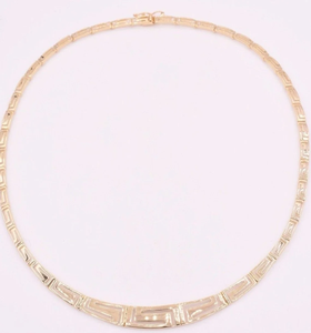 Graduado recortado llave griega todo collar brillante Real 18K joyería chapada en oro amarillo para collar de moda de mujer - Product Image 1