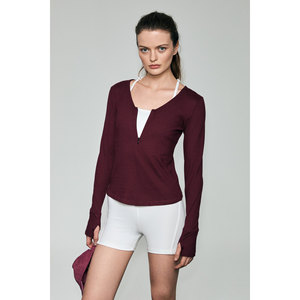 GRIMELANGE Blusa entallada con cuello en V y cierre de cremallera frontal para mujer de POLUNEA - Product Image 1