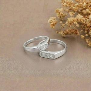 AMBER JEWELS Classic Rhodium Plated 14K Solid <b>Gold</b> IGI Certified Hiphop Wedding Band Pave <b>Set</b> Lab Grown Diamond Stones <b>Ring</b> - Product Image 4