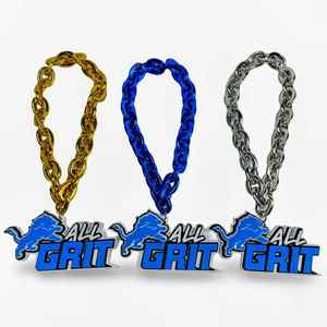 Lions All Grit Unisex Collar de cadena grande Cadena de oro Logotipo de espuma 3D de gran tamaño (8 "x 6") Detroit 32 "Fan Gear Party - Product Image 6