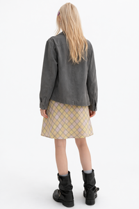 Falda Midi a Cuadros Amarilla Estilo Y2K al por Mayor para Mujer, Falda de Cintura Alta con Corte en A para Festivales de Verano, Prendas Personalizadas 100% Poliéster OEM - Product Image 3