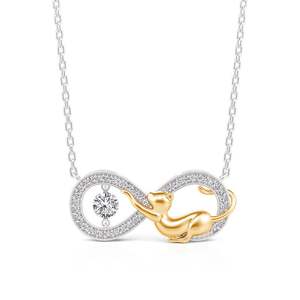 Collier pendentif chat personnalisé avec pierre de naissance en or plaqué or Jeulia - Product Image 2