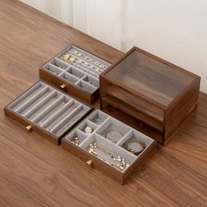 Joyero de madera personalizado para el hogar Decoración de tocador para joyería anillo pendiente colgante collar caja de almacenamiento organizador 2024 - Product Image 3