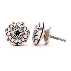 SHUBHAM Boutons en céramique personnalisés Forme ronde florale Peint à la main Design moderne Poignées de tiroir d'armoire pour cuisine et armoire - Product Image 2