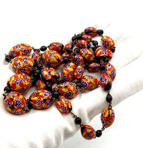Collier en cristal vénitien Millefiori fabriqué à la main Design rare unique Perles ovales graduées Perles en verre au chalumeau en vrac - Product Image 4