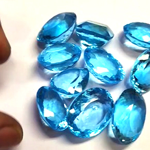 Alta calidad, 10 Uds., Natural para Topacio Azul suizo, 20mm-23mm, piedras preciosas de faceta ovalada, 325cts, lote de piedras preciosas sueltas $337 US - Product Image 1