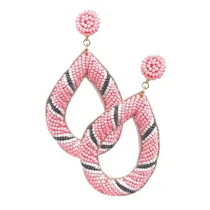 ตุ้มหูลูกปัดลายดอกไม้สีเขียวทันสมัยเครื่องประดับห่วงสำหรับผู้หญิงสำหรับงานปาร์ตี้ลายขี้ขลาดสวยงามขายส่ง - Product Image 1