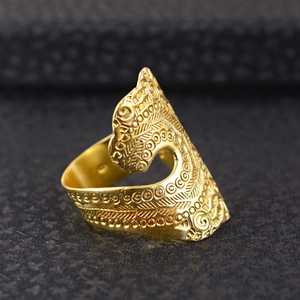 New Product Boho Tribal Pattern <b>Ring</b> Ethnic Brass <b>Rings</b> for Women 18k Gold Plated Chunky <b>Statement</b> <b>Ring</b> for Wholesale/OEM/ODM - Product Image 6