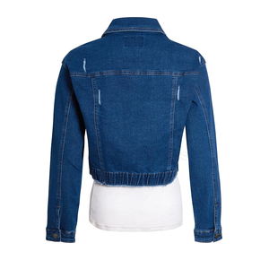 Chaqueta vaquera de motorista recortada para mujer lavada con ácido de fabricante directo, ajustada, con botones de algodón, acolchada, piel de oveja de invierno - Product Image 6