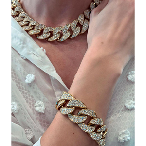 Cadena de moissanita de corte redondo de alta calidad superventas, cadena de oro 10K chapada en oro, cadena de hip hop helada de 24mm - Product Image 3