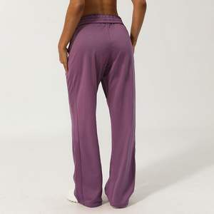 กางเกงขาบานเอวยางยืดป้องกันไฟฟ้าสถิตย์ของผู้หญิงกางเกงกีฬาขายาวผ้าซาตินปกติ - Product Image 5