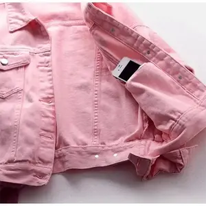 Chaquetas Vaqueras Cortas de Primavera/Otoño para Mujer, Chaqueta Vaquera Informal de Color Sólido con Lavado Ácido, Chaqueta Unisex de Algodón de Corte Ajustado - Product Image 3