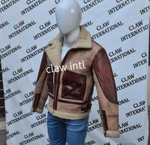 เสื้อโค้ทหนังแกะแท้สำหรับผู้ชาย แบบนักบิน พร้อมซิป  ไซส์ใหญ่ ระบายอากาศได้ดี อุ่นสบายสำหรับฤดูหนาว - Product Image 3