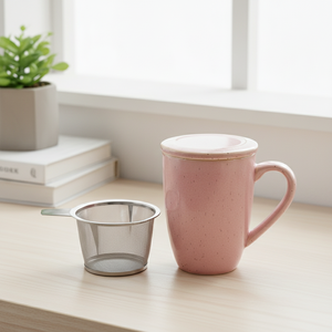 Fabricant direct 3460121 Tasse en grès de qualité alimentaire : Tasse avec anse en acier inoxydable Passoire pour l'exportation - Product Image 4