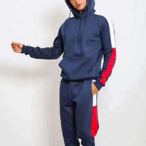 Conjunto Deportivo de Invierno al por Mayor, Azul, Transpirable, de Forro Polar, 2 en 1, Sudadera con Capucha y Pantalones Jogger, Conjunto Informal de 2 Piezas, Ecológico, para Gimnasio - Product Image 3