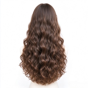 Peluca de Cabello Humano 100%, Larga, Marrón Oscuro, Ondulada, Natural, para Mujer - Product Image 3