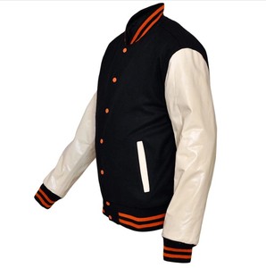 Manufacturer Blank Custom Logo <b>Men</b> Baseball Varsity <b>Jacket</b> Woolen <b>Leather</b> Sleeve Casual Coat Windproof Breathable Plus Size - Product Image 3