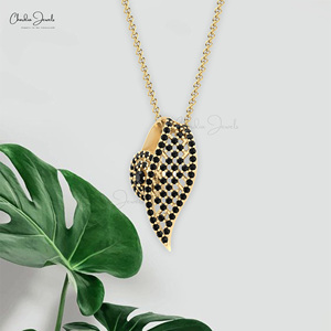 Pendentif de mariage en or massif 14k 0.41 CTW véritable collier incurvé en diamant noir pour femmes fournisseur de bijoux fins - Product Image 1