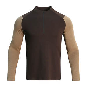 Sweat-shirts à manches longues pour hommes en plein air 1/4 avec fermeture éclair T-shirts élastiques bicolores pour la pêche - Product Image 3